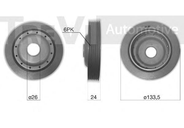 Шків колінвала Renault Clio 2, Kangoo, Laguna, Laguna 2, Megane, Scenic, Modus, (K4J/K4M) 6PK
